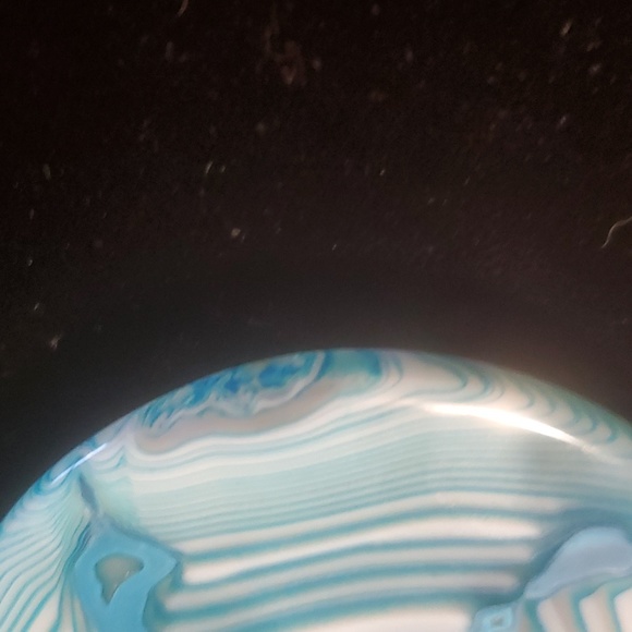 New Blue and White Stripes Agate Crescent Moon Pendant. - Picture 5 of 8